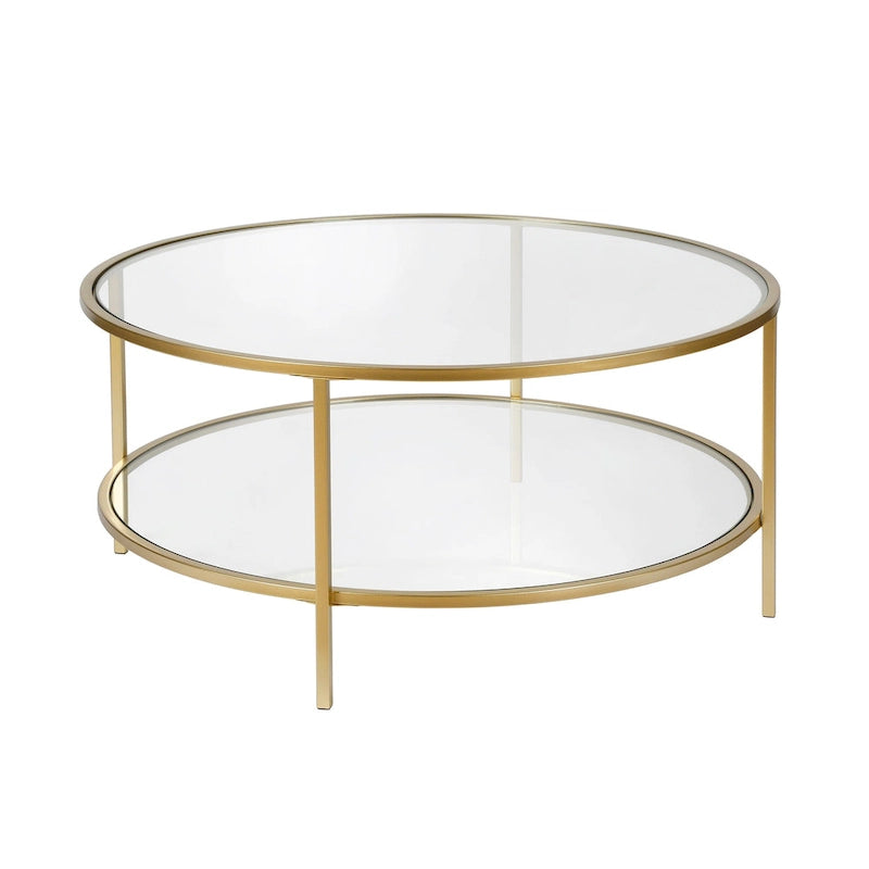 Table basse ronde de 36 po de large avec plateau en verre – 36 po de large