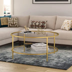 Table basse ronde de 36 po de large avec plateau en verre – 36 po de large