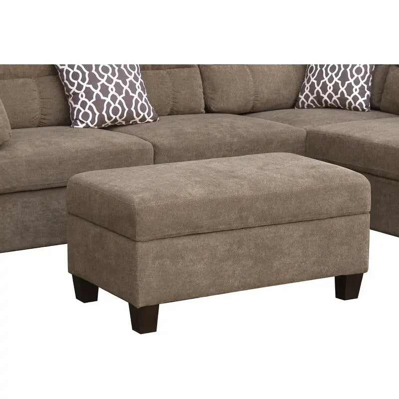 103.5 Fabric Sectional Sofa with Right Facing Chaise, Storage Ottoman, and 2 Accent Pillows