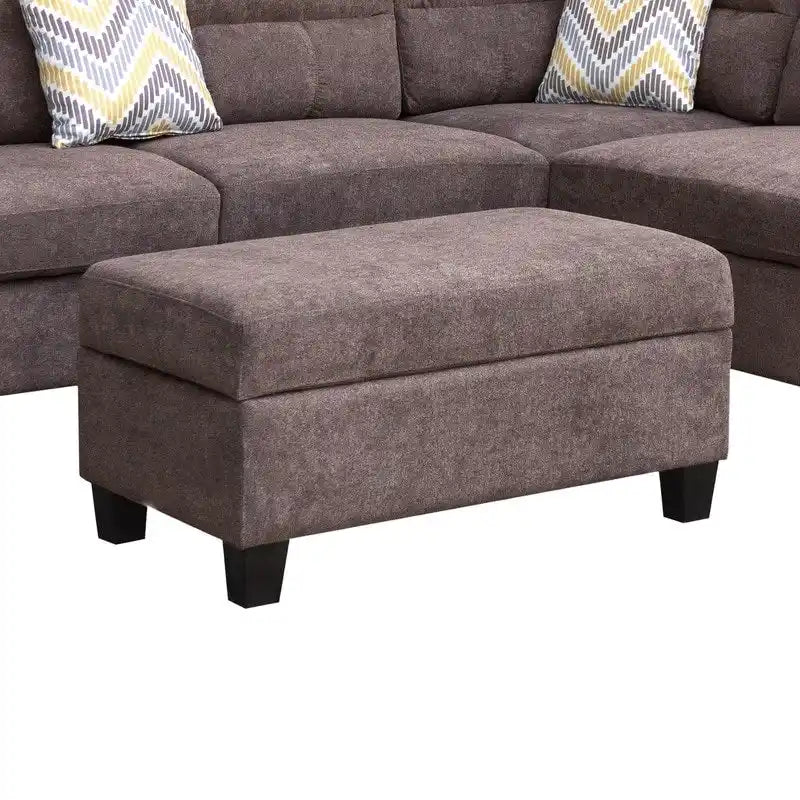 103.5 Fabric Sectional Sofa with Right Facing Chaise, Storage Ottoman, and 2 Accent Pillows