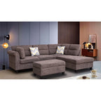 103.5 Fabric Sectional Sofa with Right Facing Chaise, Storage Ottoman, and 2 Accent Pillows