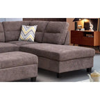 103.5 Fabric Sectional Sofa with Right Facing Chaise, Storage Ottoman, and 2 Accent Pillows