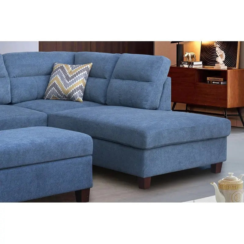 103.5 Fabric Sectional Sofa with Right Facing Chaise, Storage Ottoman, and 2 Accent Pillows