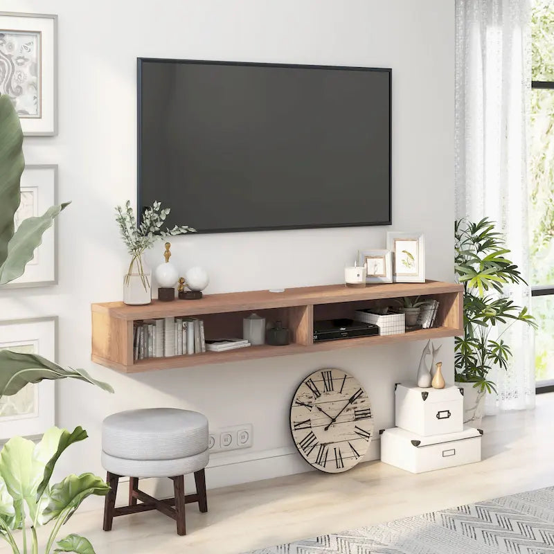 Meuble TV mural moderne 2 étagères de 60 pouces par