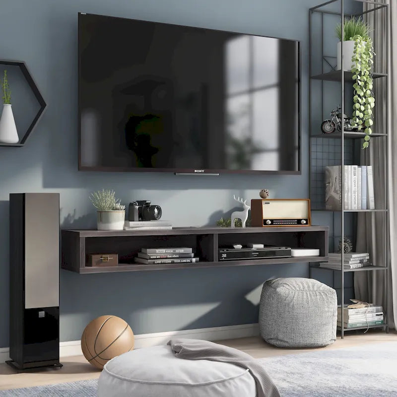 Meuble TV mural moderne 2 étagères de 60 pouces par