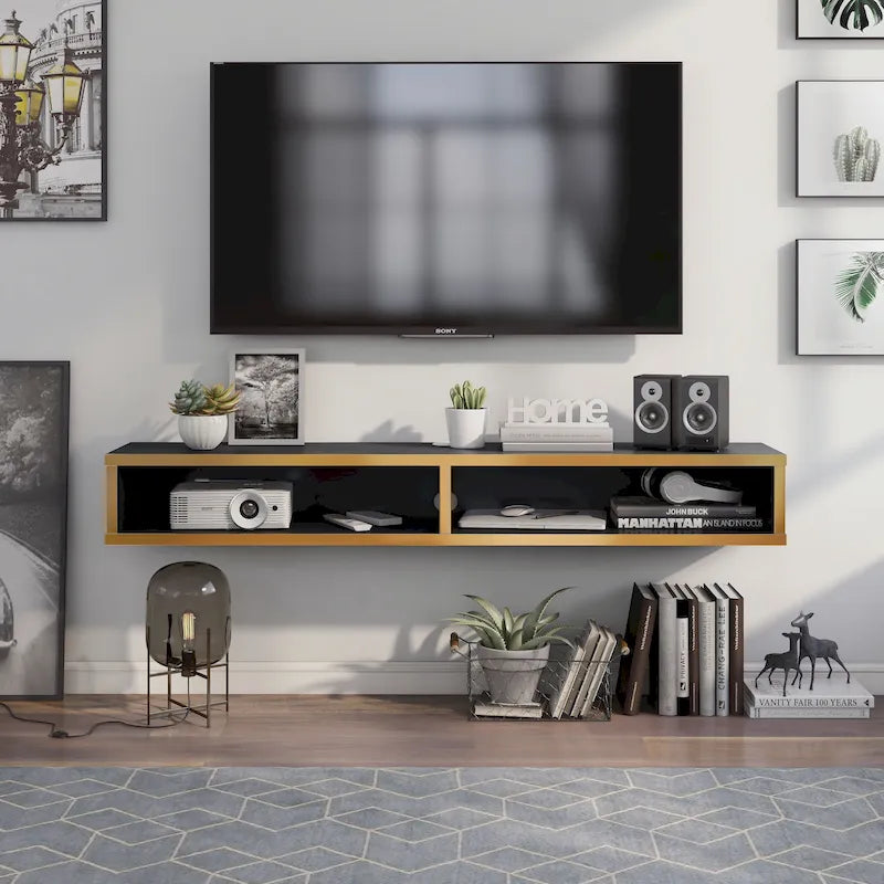 Meuble TV mural moderne 2 étagères de 60 pouces par