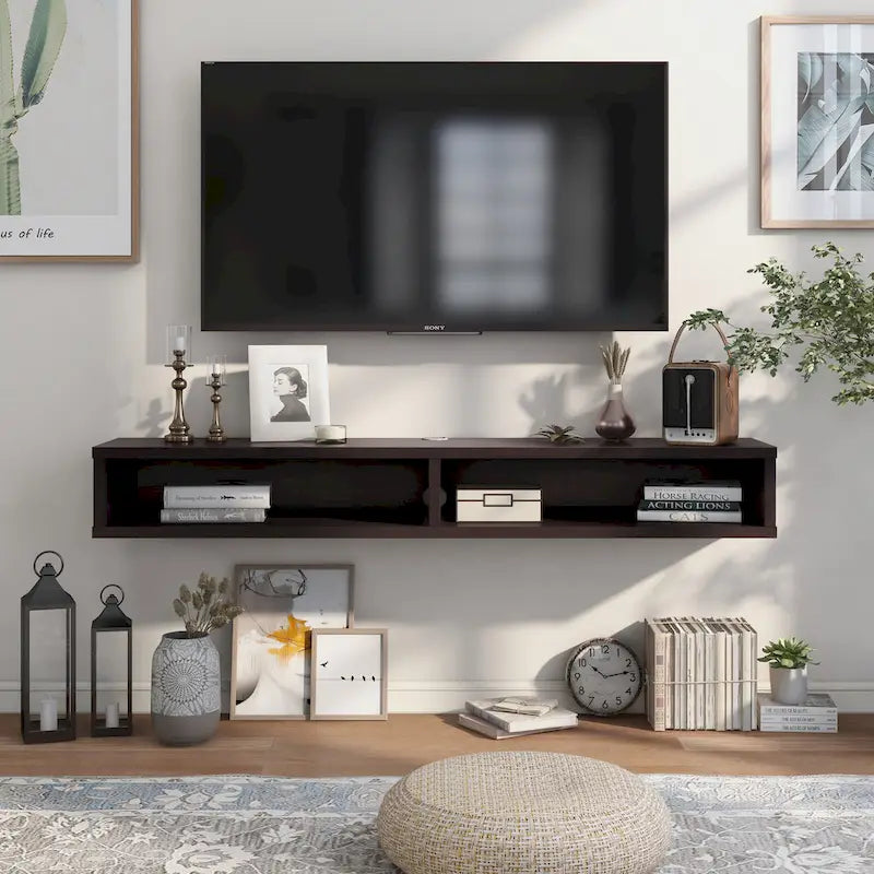 Meuble TV mural moderne 2 étagères de 60 pouces par