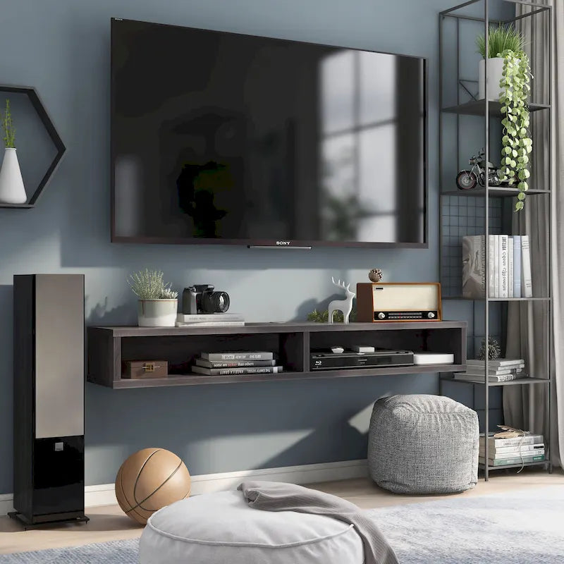 Meuble TV mural moderne 2 étagères de 60 pouces par