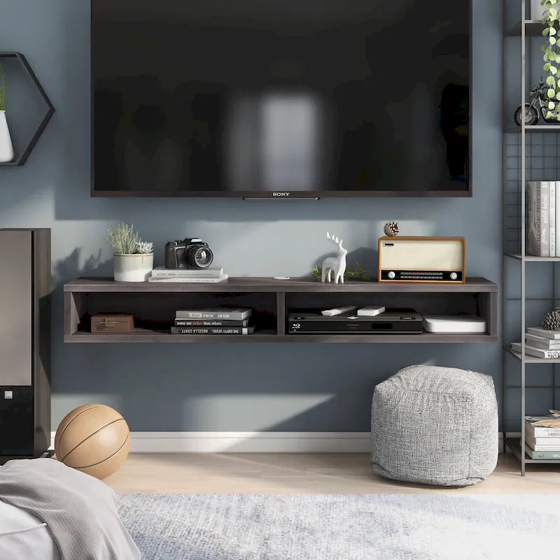 Meuble TV mural moderne 2 étagères de 60 pouces par
