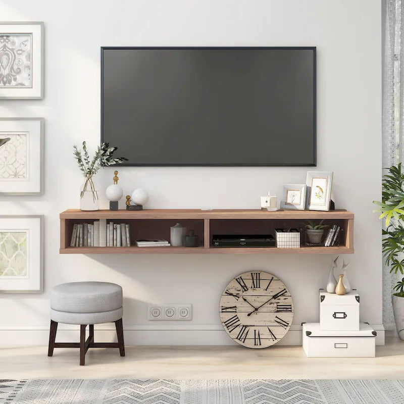 Meuble TV mural moderne 2 étagères de 60 pouces par