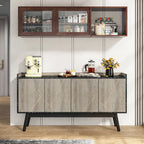 Buffet de cuisine de 140 cm, vaisselier, table d'appoint, bar à café avec rangement et portes pour salle à manger, salon, entrée