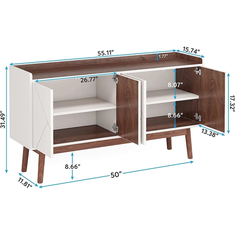 Buffet de cuisine de 140 cm, vaisselier, table d'appoint, bar à café avec rangement et portes pour salle à manger, salon, entrée