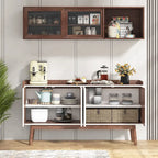 Buffet de cuisine de 140 cm, vaisselier, table d'appoint, bar à café avec rangement et portes pour salle à manger, salon, entrée