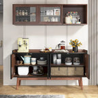 Buffet de cuisine de 140 cm, vaisselier, table d'appoint, bar à café avec rangement et portes pour salle à manger, salon, entrée