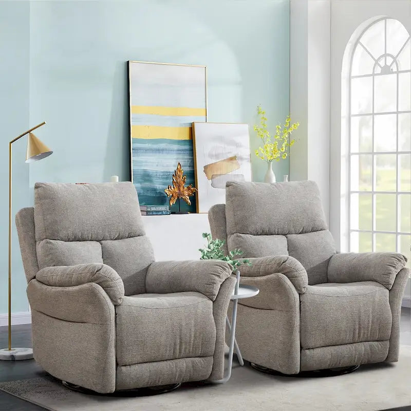 Fauteuil inclinable manuel pivotant et basculant en tissu rembourré