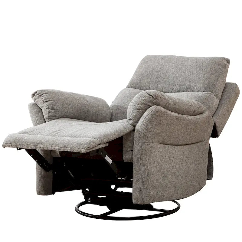 Fauteuil inclinable manuel pivotant et basculant en tissu rembourré
