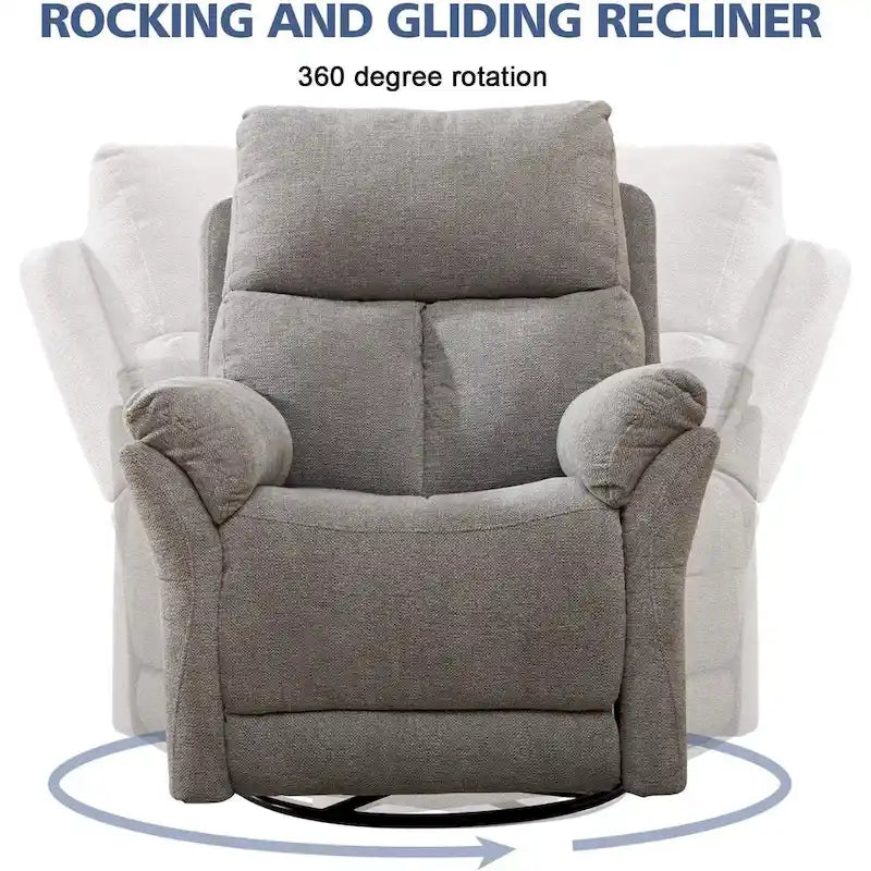 Fauteuil inclinable manuel pivotant et basculant en tissu rembourré