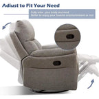 Fauteuil inclinable manuel pivotant et basculant en tissu rembourré