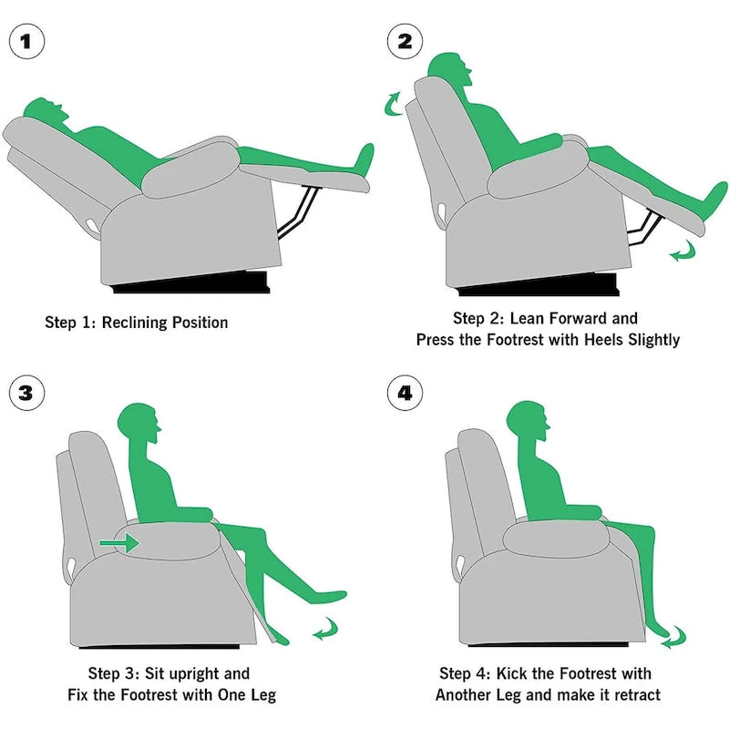 Fauteuil inclinable manuel pivotant et basculant en tissu rembourré