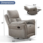 Fauteuil inclinable manuel pivotant et basculant en tissu rembourré
