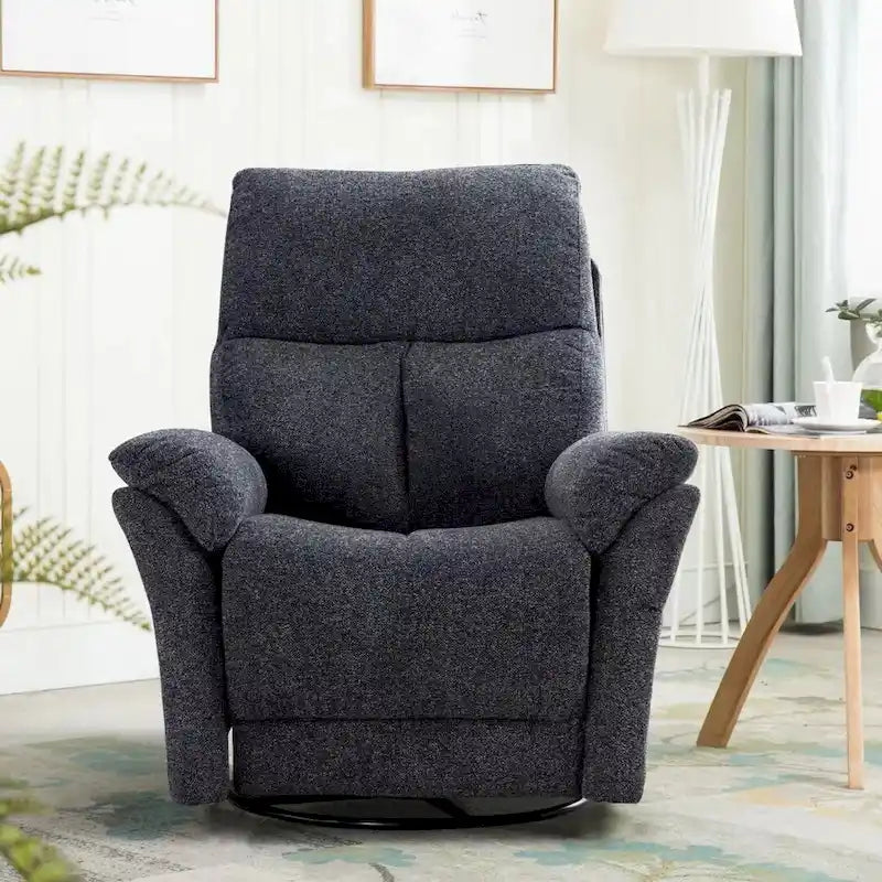Fauteuil inclinable manuel pivotant et basculant en tissu rembourré