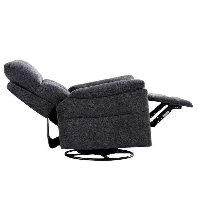 Fauteuil inclinable manuel pivotant et basculant en tissu rembourré