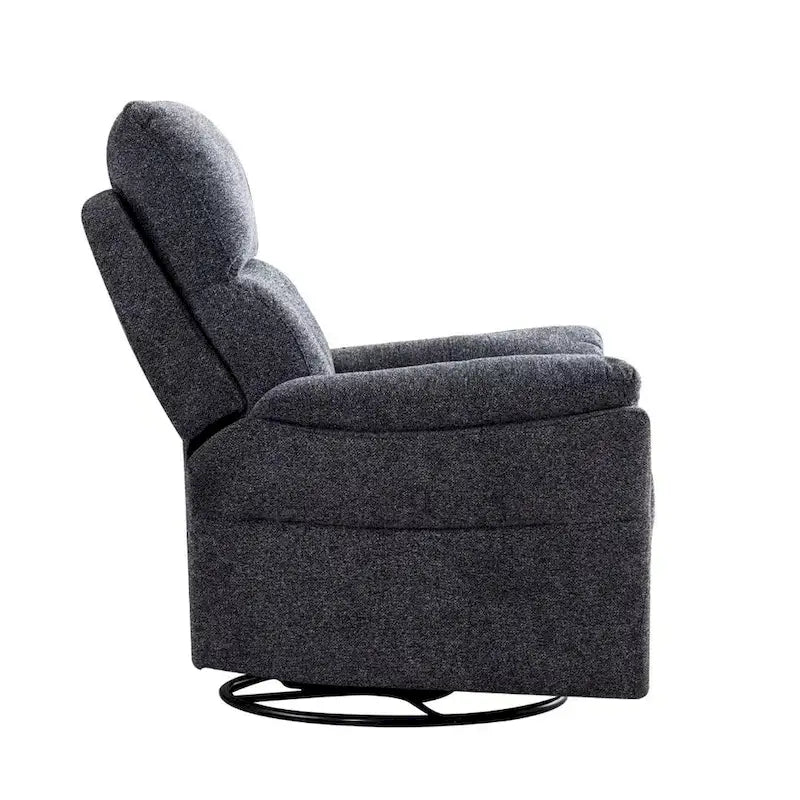 Fauteuil inclinable manuel pivotant et basculant en tissu rembourré