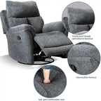 Fauteuil inclinable manuel pivotant et basculant en tissu rembourré