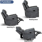 Fauteuil inclinable manuel pivotant et basculant en tissu rembourré