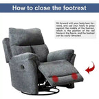Fauteuil inclinable manuel pivotant et basculant en tissu rembourré