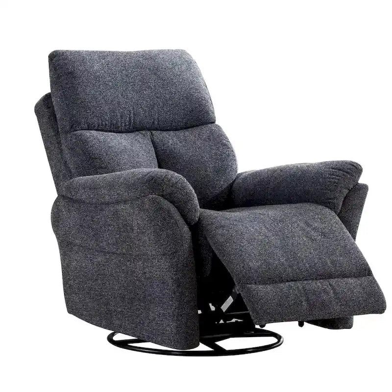 Fauteuil inclinable manuel pivotant et basculant en tissu rembourré