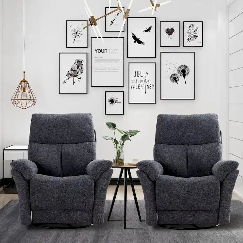 Fauteuil inclinable manuel pivotant et basculant en tissu rembourré