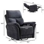 Fauteuil inclinable manuel pivotant et basculant en tissu rembourré