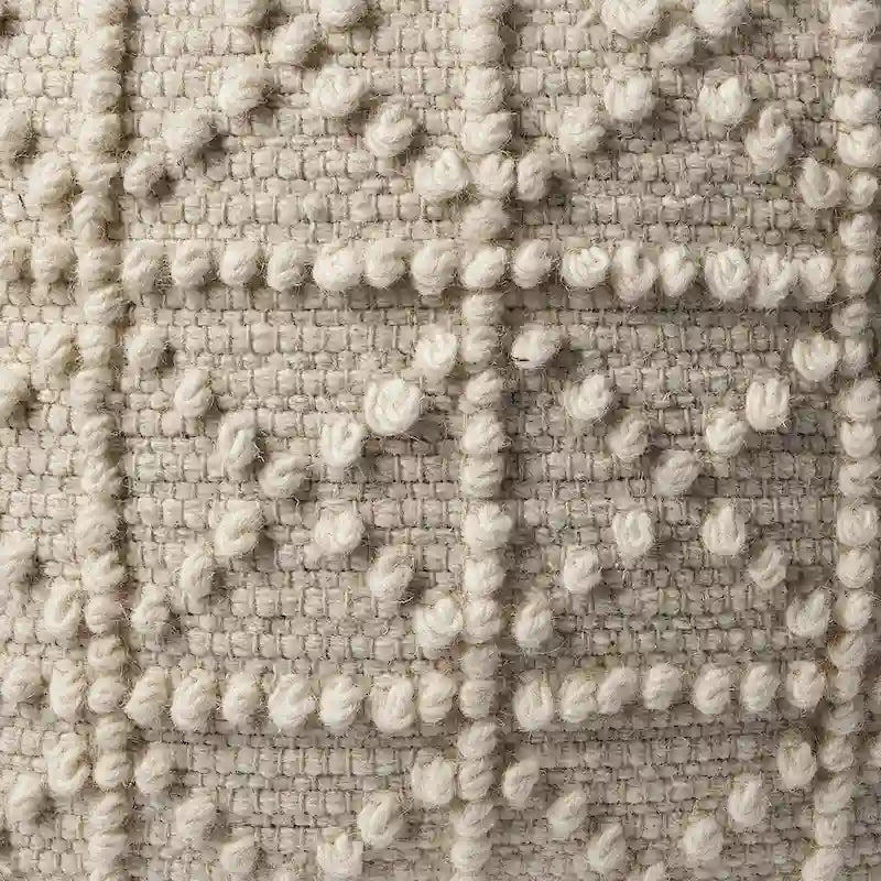 Pouf carré en laine crème avec motif popcorn
