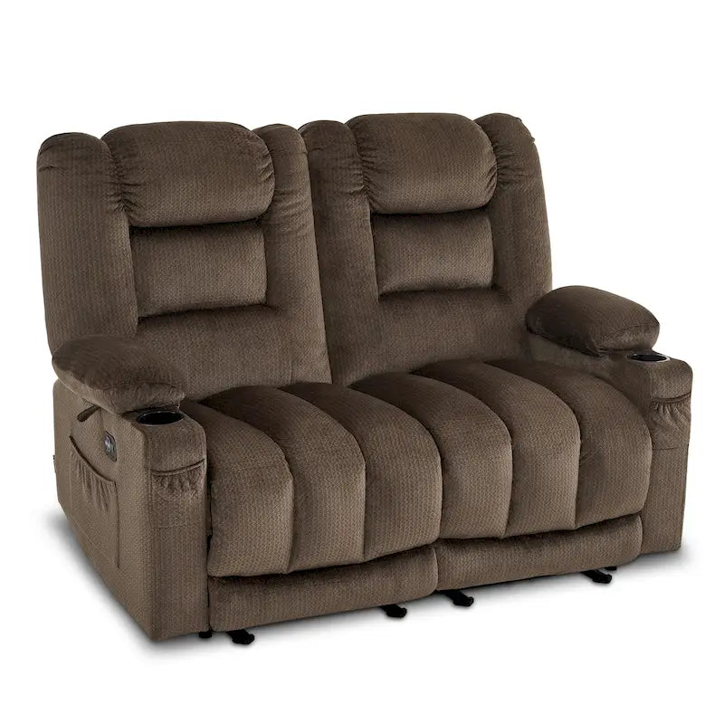 Canapé inclinable électrique deux places avec fonction chauffante et massante, en tissu PR648