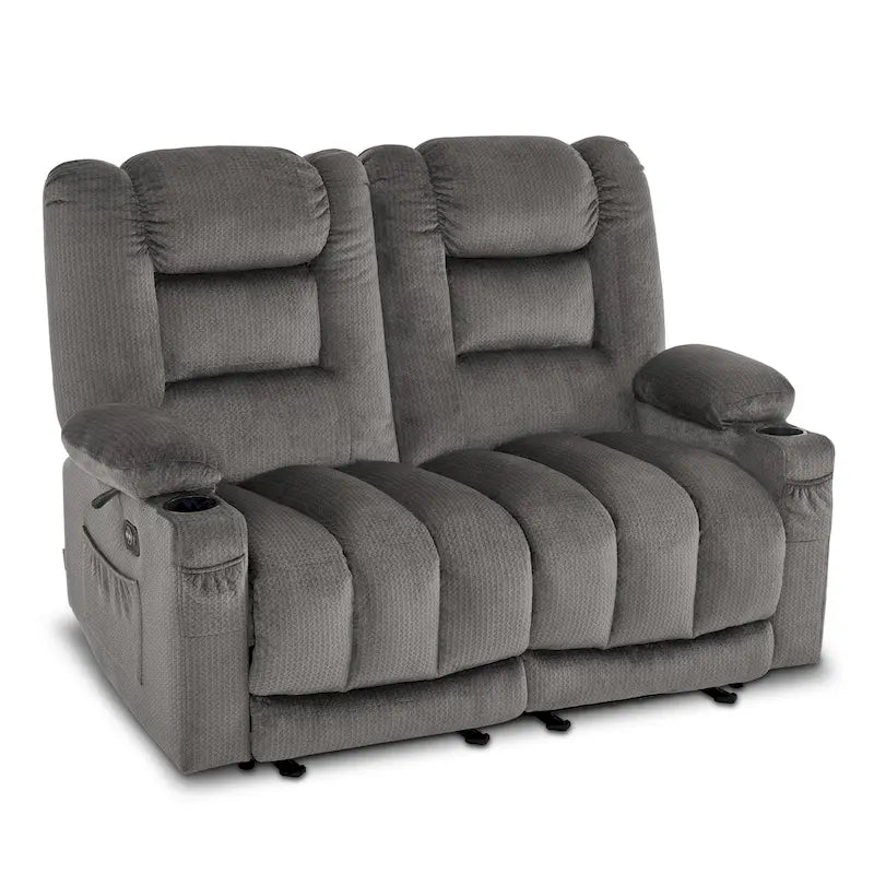 Canapé inclinable électrique deux places avec fonction chauffante et massante, en tissu PR648