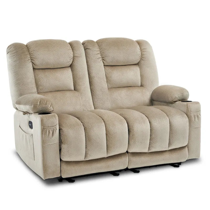 Canapé inclinable électrique deux places avec fonction chauffante et massante, en tissu PR648