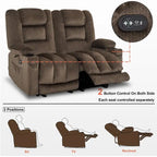 Canapé inclinable électrique deux places avec fonction chauffante et massante, en tissu PR648