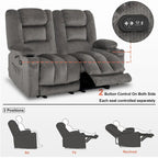 Canapé inclinable électrique deux places avec fonction chauffante et massante, en tissu PR648