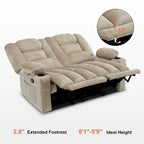 Canapé inclinable électrique deux places avec fonction chauffante et massante, en tissu PR648