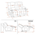 Canapé inclinable électrique deux places avec fonction chauffante et massante, en tissu PR648