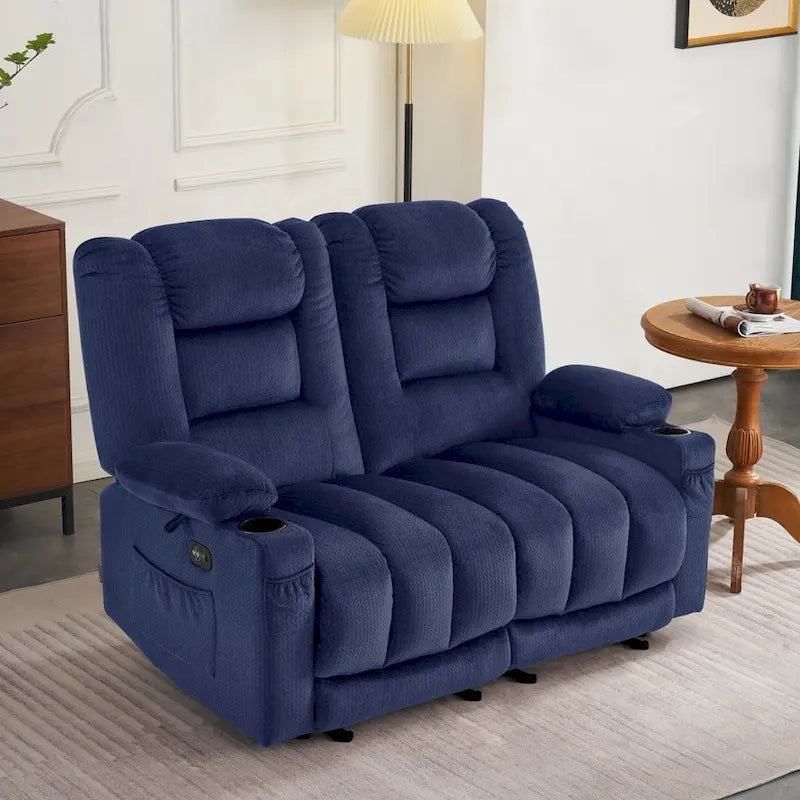 Canapé inclinable électrique deux places avec fonction chauffante et massante, en tissu PR648
