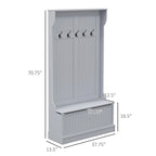 38 3-In-1 Entryway Hall Tree with Storage Bench, Coat Rack with Four Hooks and Shoe Storage, Black