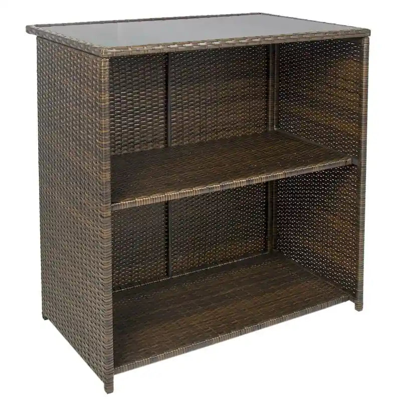 Ensemble de bar extérieur en résine tressée avec table et tabourets