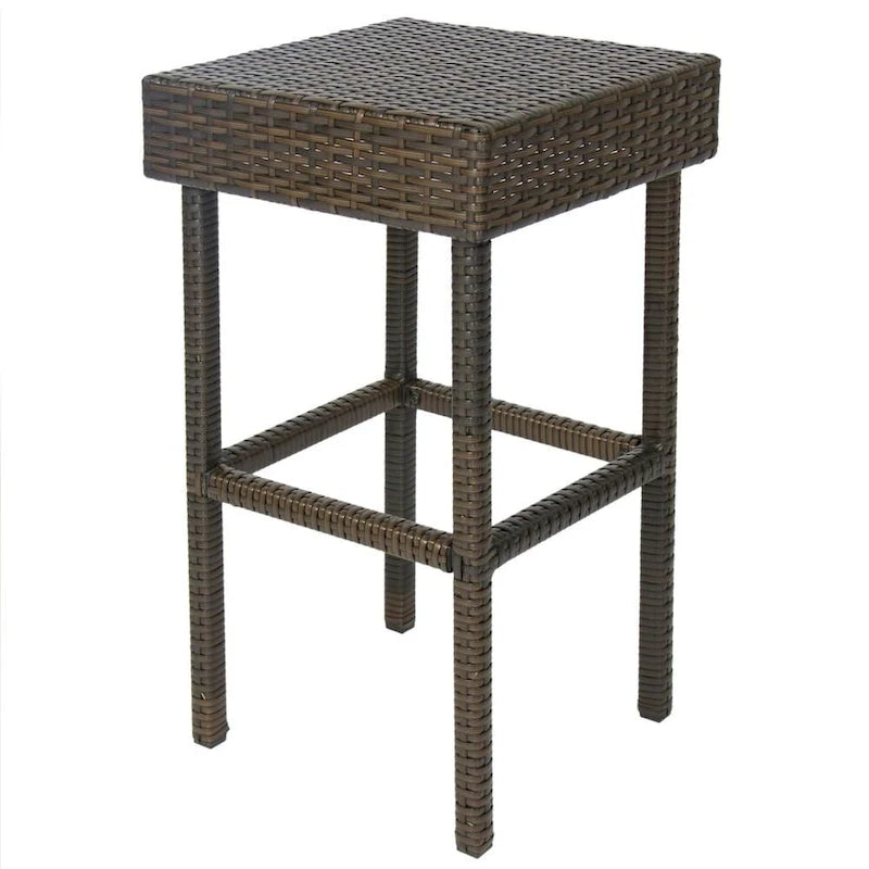 Ensemble de bar extérieur en résine tressée avec table et tabourets