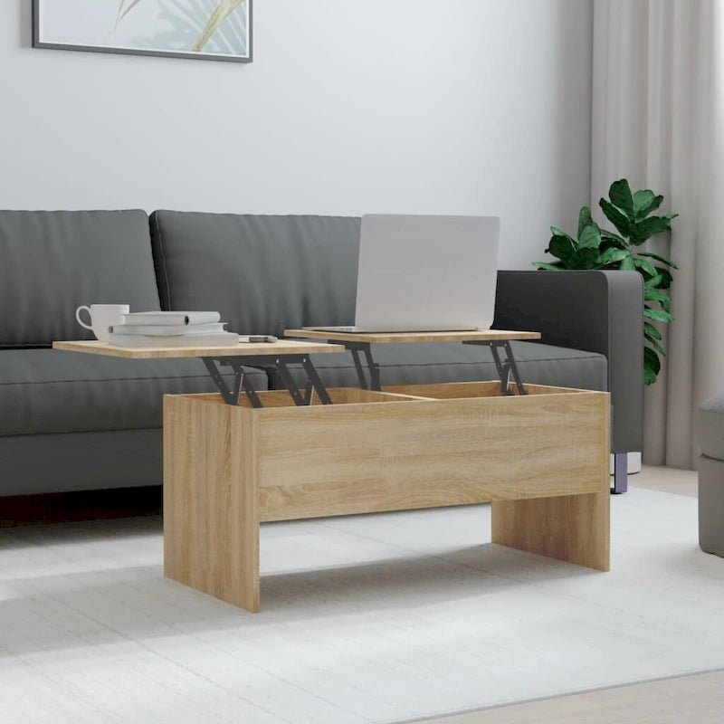 Table basse relevable, table d'appoint, table de canapé d'appoint en bois d'ingénierie - 40,2 x 19,9 x 18,3