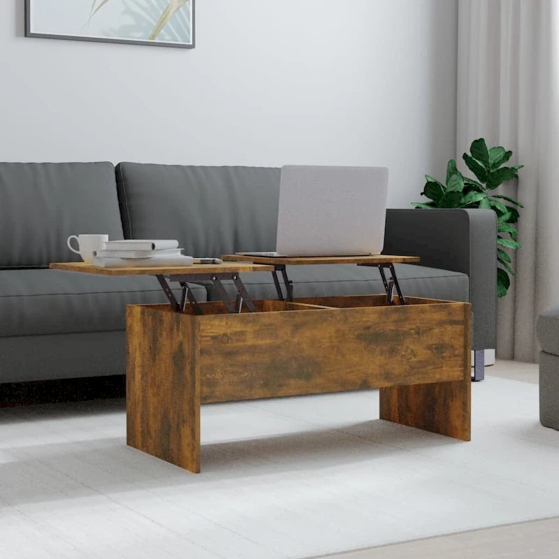 Table basse relevable, table d'appoint, table de canapé d'appoint en bois d'ingénierie - 40,2 x 19,9 x 18,3