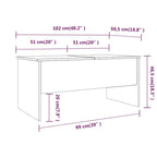 Table basse relevable, table d'appoint, table de canapé d'appoint en bois d'ingénierie - 40,2 x 19,9 x 18,3