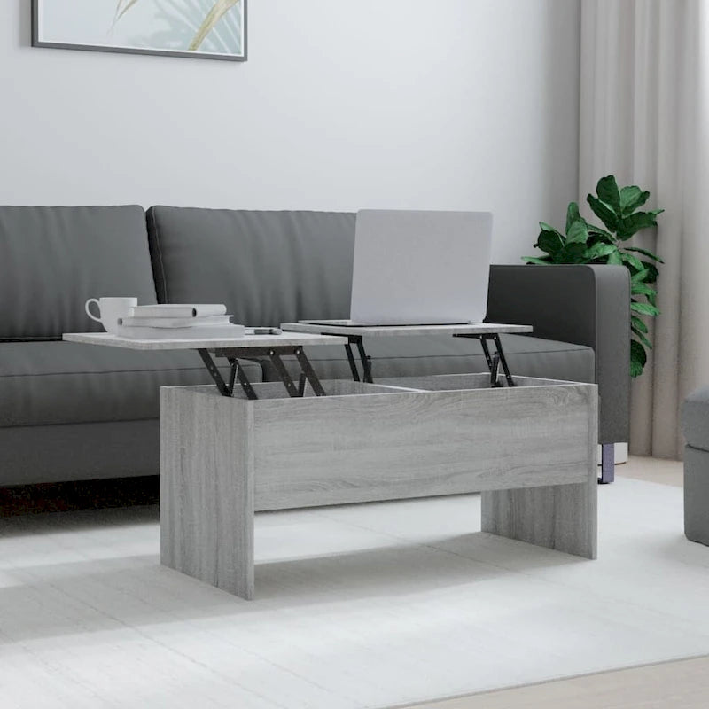 Table basse relevable, table d'appoint, table de canapé d'appoint en bois d'ingénierie - 40,2 x 19,9 x 18,3