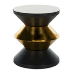 Black/ Gold Stone Top Side Table - 14.3 x 14.3 x 16 - 14Wx14Dx15H